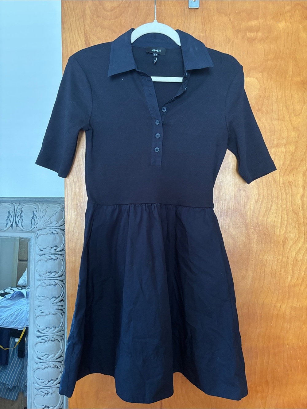 ME+EM Navy Mixed Media Dress